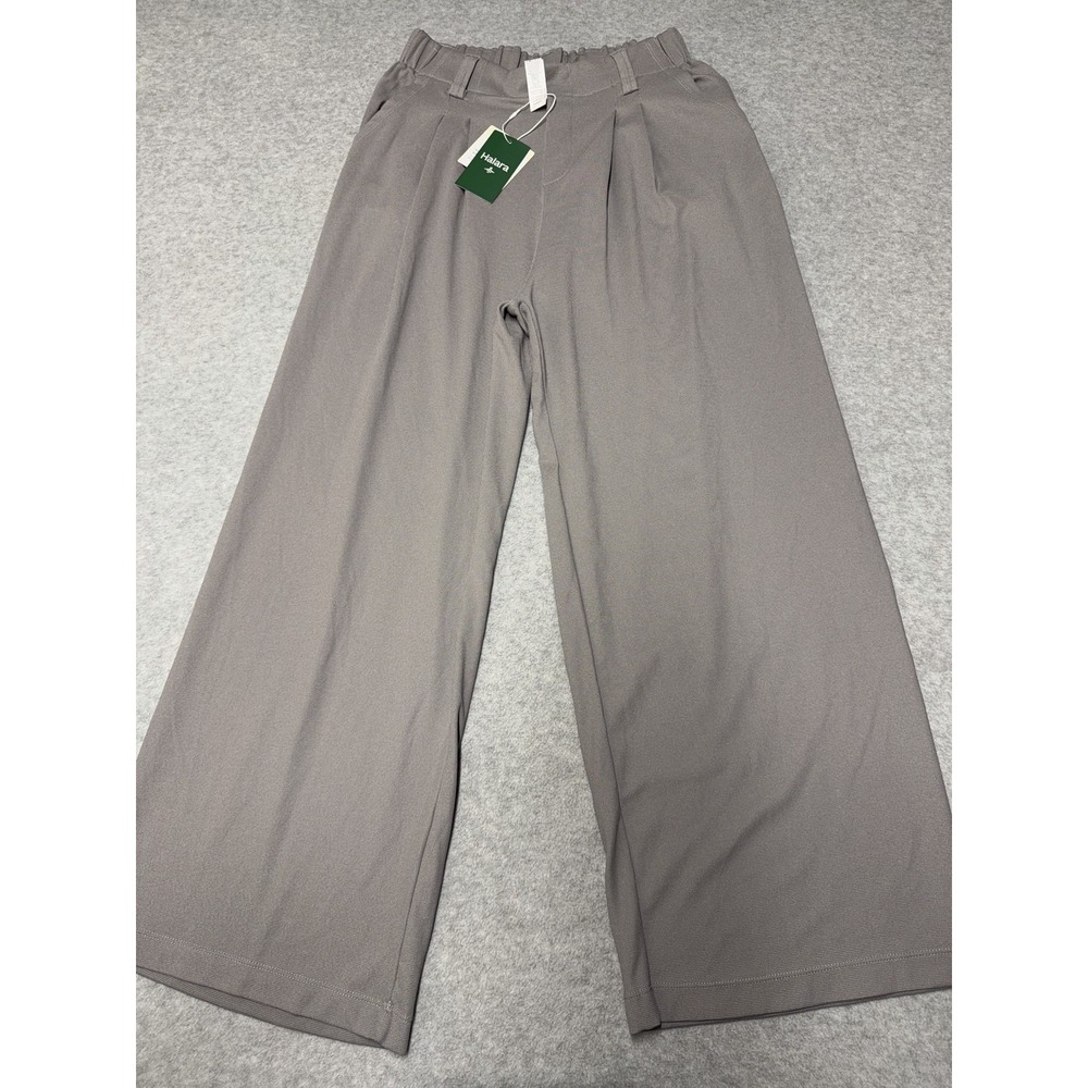 Halara Pants Womens M Gray Flex High Waisted Pocket Wide Leg Waffle Work